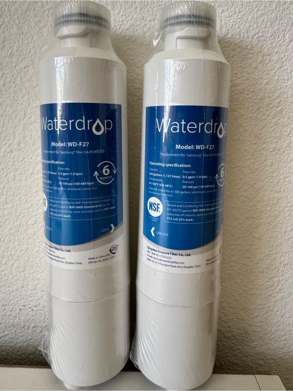 The Waterdrop WD-F27 Refrigerator Water Filter - White (Set of 2)